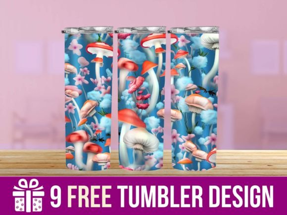 3D Mushroom Tumbler Wrap Designs