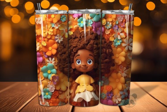 Afro Little Girl 3D Tumbler Wrap PNG 4 Guide