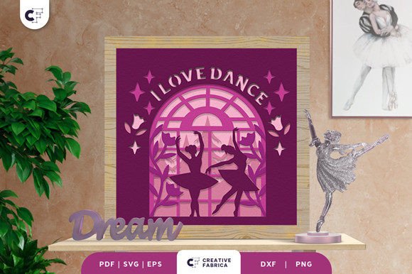 Ballerina 3D Light Box Paper Cut SVG