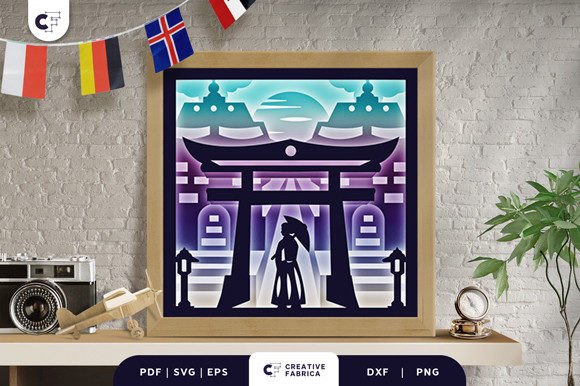 Bringing Serenity to Your Space with the Torii Gate Landscape 3D Shadow Box SVG