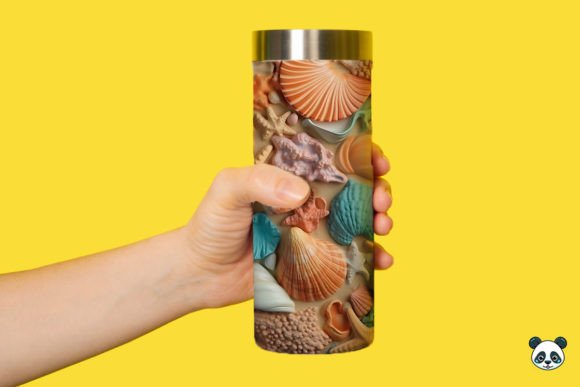 Colorful 3D Seashell Tumbler Wrap PNG 2 Design Guide