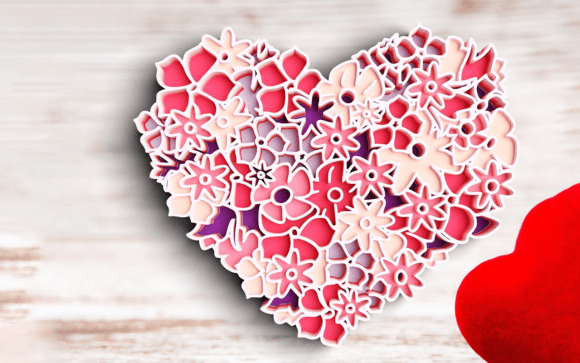 Crafting Depth: The 3D Floral Heart SVG