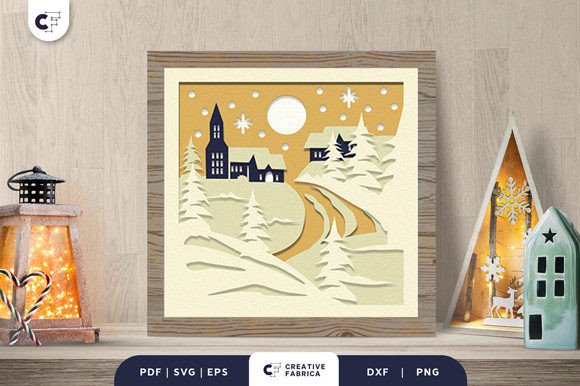 Creating a Serene Winter Scene with the Snowy Village Hill 3D Shadow Box