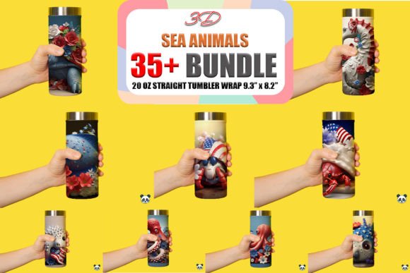 Elevate Your 4th of July Crafts with the Patriotic Sea Animals 3D Tumbler Bundle