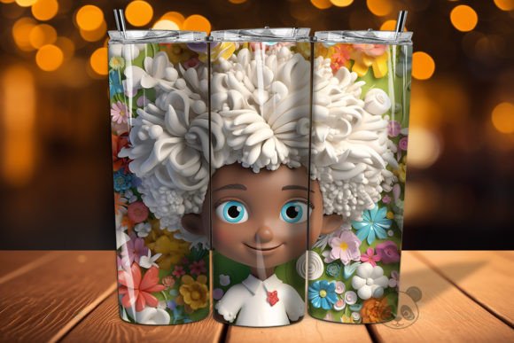Elevate Your Sublimation Business with the Afro Little Girl 3D Tumbler Wrap Png 21