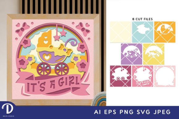 Itβs a Girl 3D Shadow Box Paper Cut SVG