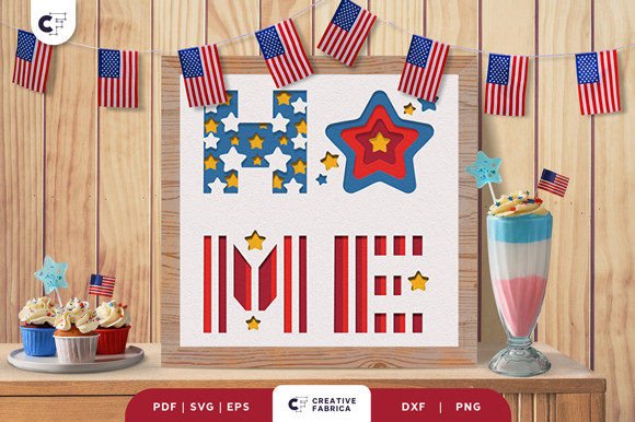 Patriotic USA Home Sign Shadow Box Guide