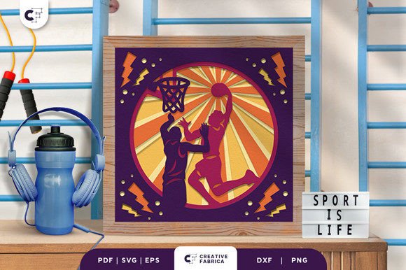 Slam Dunk 3D Shadow Box Paper Cut SVG Guide