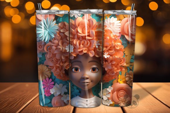 Unlocking Creativity with the Afro Little Girl 3D Tumbler Wrap PNG 8